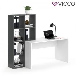 Vicco 'Mara' Schreibtisch mit Regal, weiß/ schwarz, 166,8 x 143 x 59 cm
